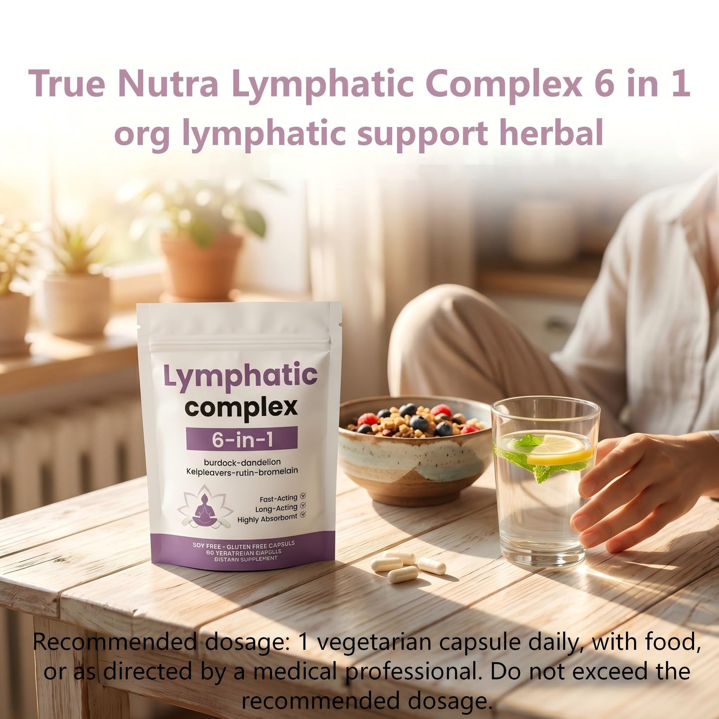 Sentk 6-in-1 Lymphatic Complex Lymphatic Drainage Capsules, 2-Pack