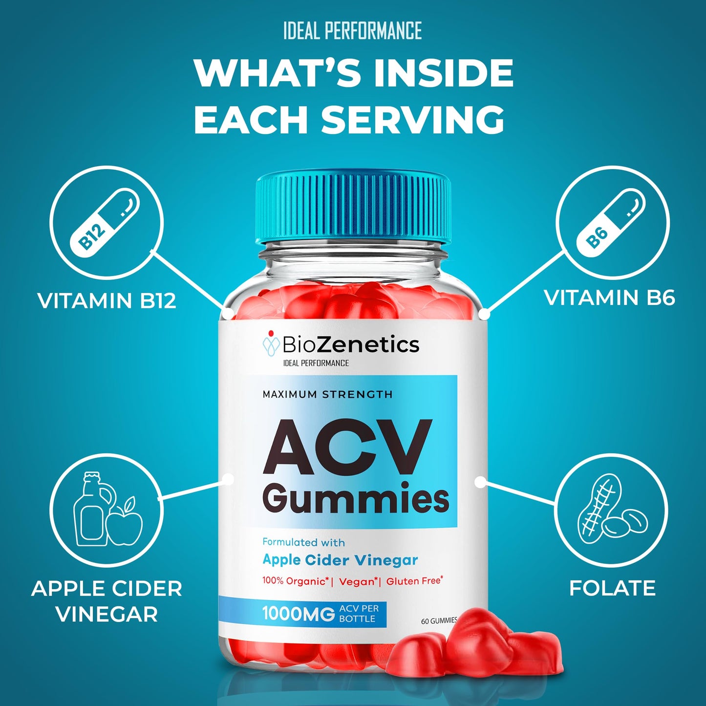IDEAL PERFORMANCE BioZenetics Keto + ACV Gummies, 120 Gummies