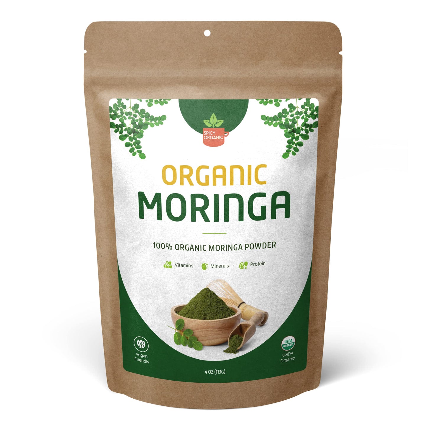 SPICY ORGANIC Organic Moringa Leaf Powder 4 oz
