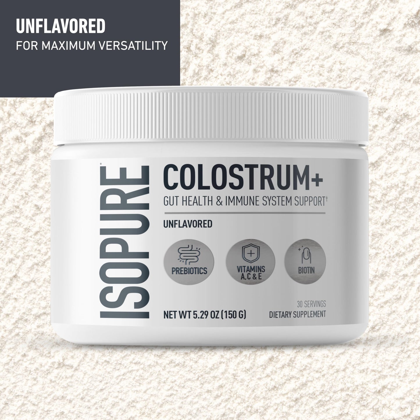 Isopure Colostrum + Gut Health & Immune System Support Powder, 5.29 Ounce