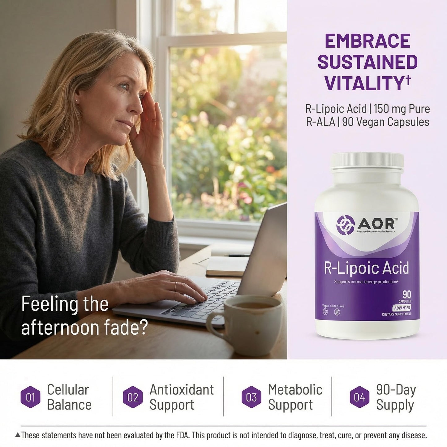 AOR R Alpha Lipoic Acid 150mg Soft Gel, 90 Count