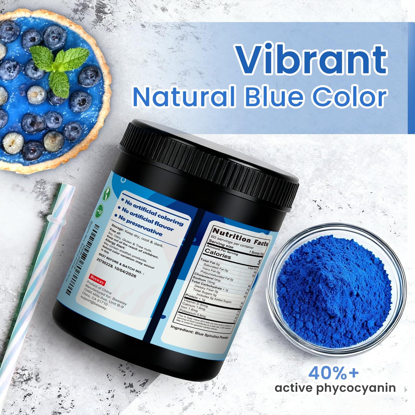 Besway Blue Spirulina Powder 2.12 oz