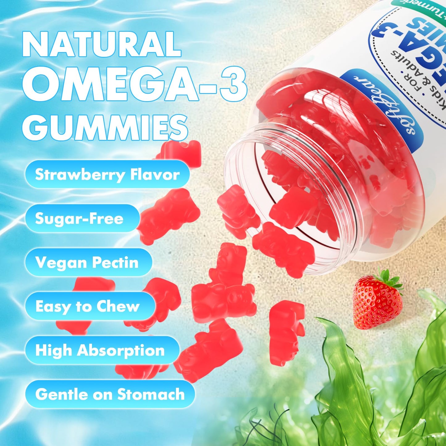 SoftBear Omega-3 Gummies 60 Count
