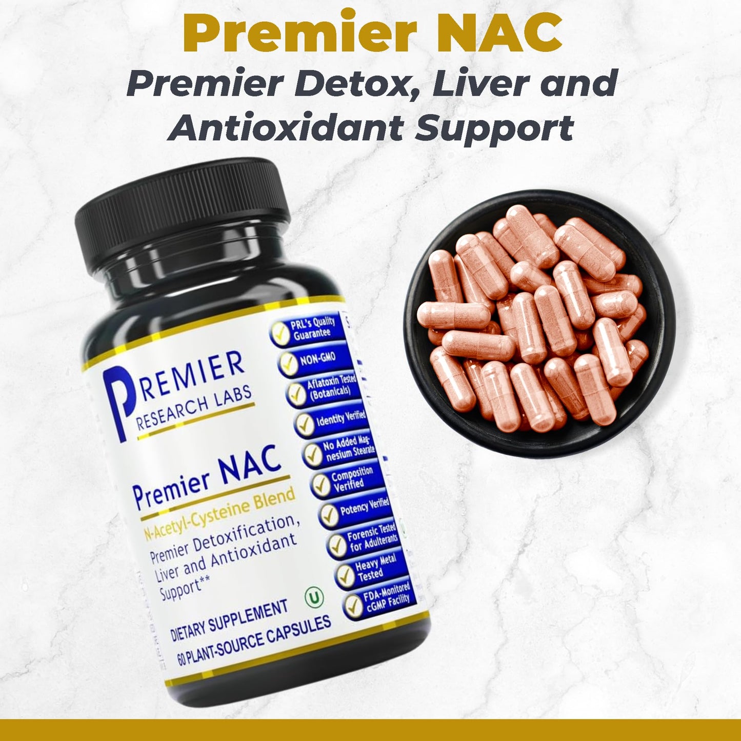 Premier Research Labs NAC Supplement N-Acetyl Cysteine Capsules 60 Capsules