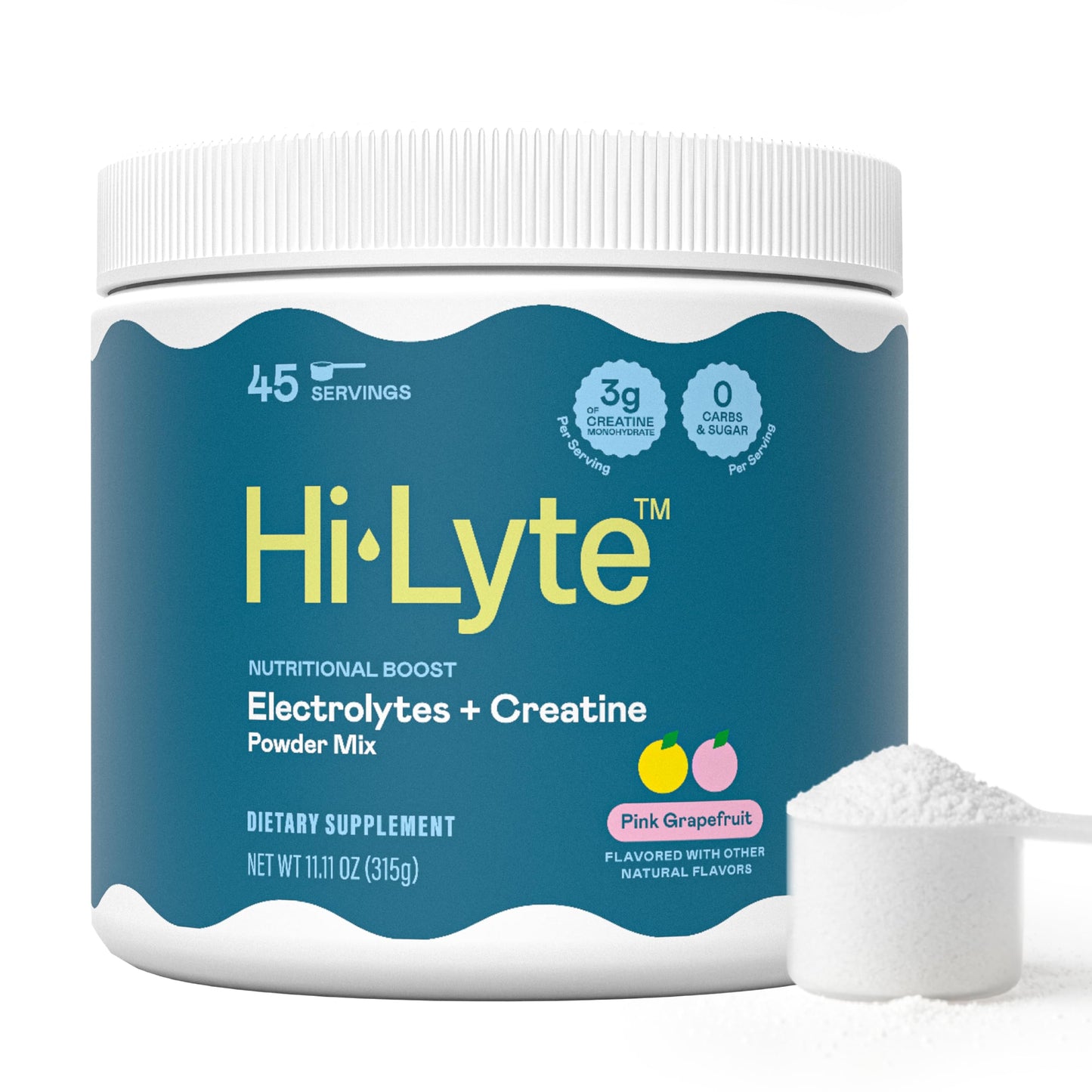 Hi-Lyte Creatine Electrolytes Powder Mix for Daily Hydration with Creatine Monohydrate for Muscle Boost, 45 Count, Pink Grapefruit