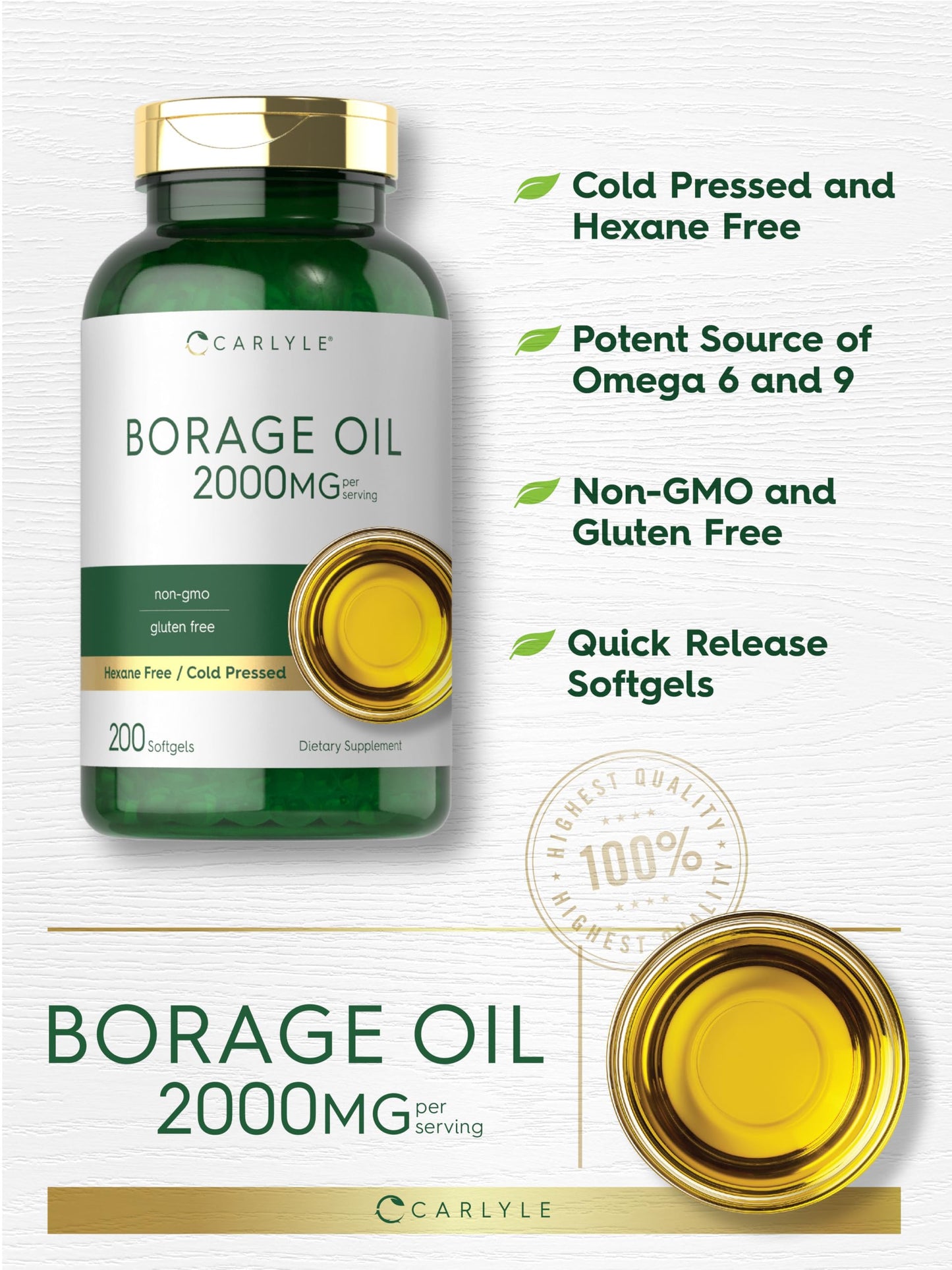 Carlyle Borage Oil Supplement Softgel 200