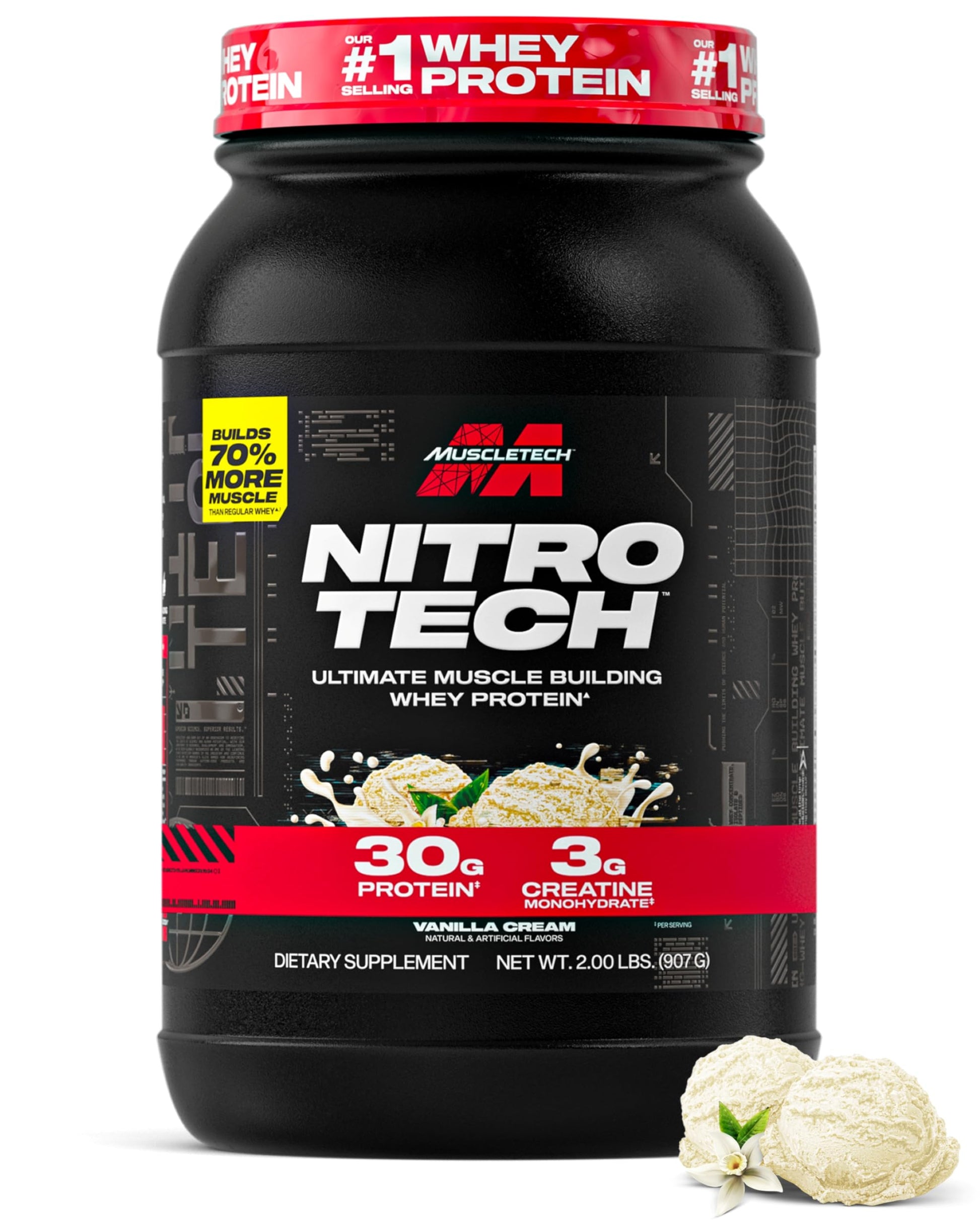 MuscleTech Nitro-Tech Whey Protein Powder Vanilla Cream 35.2 oz