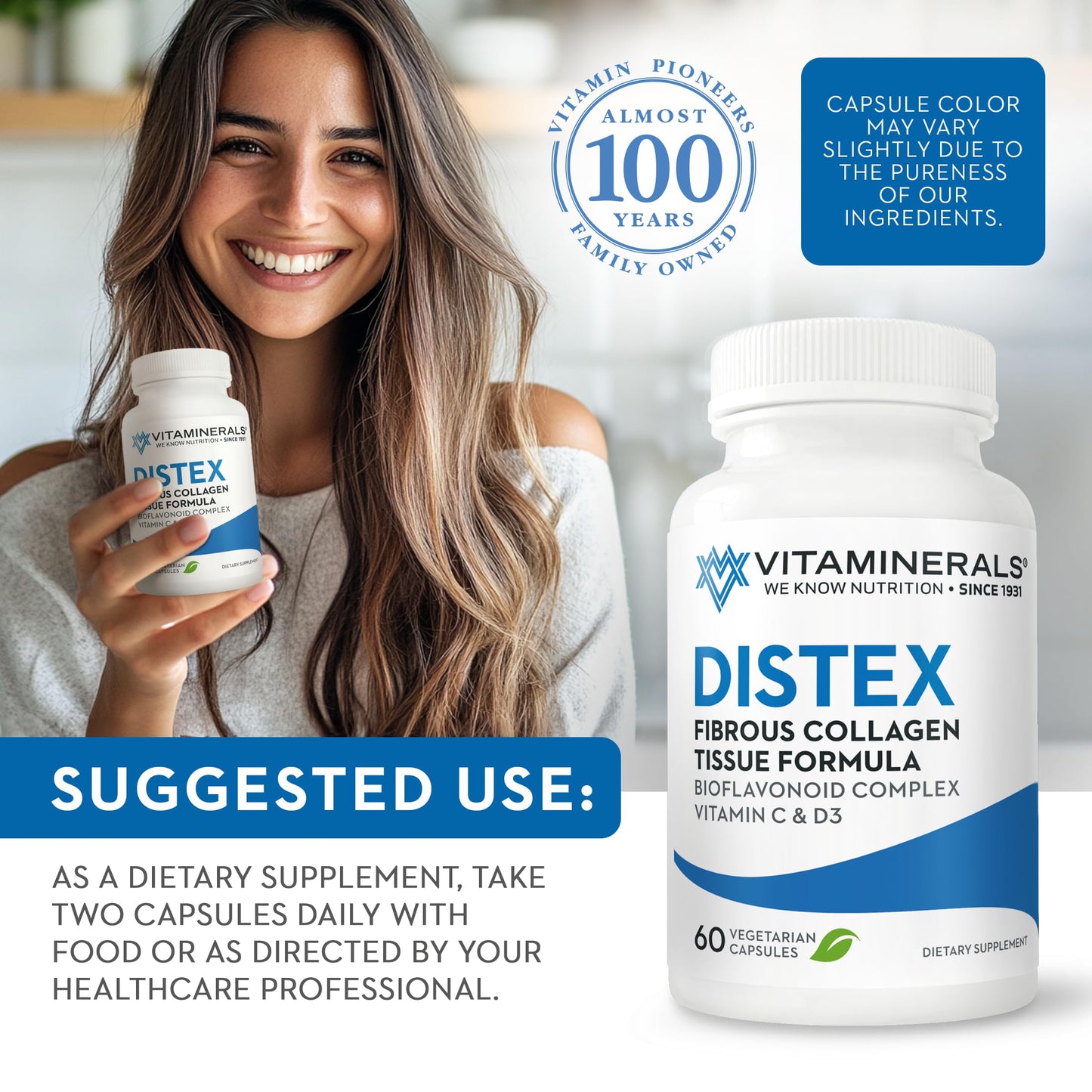 Vitaminerals 117 Distex Spinal Disc Support Bromelain Turmeric Manganese Capsule, 60 Veggie Caps