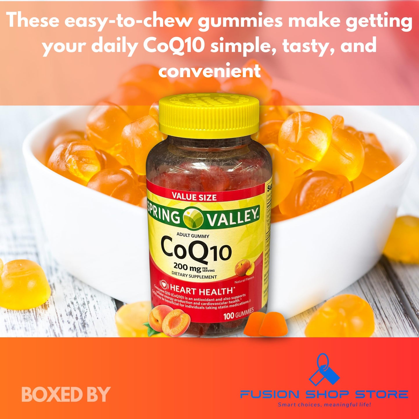 Fusion Shop Store CoQ10 200mg Gummies, 100 Count
