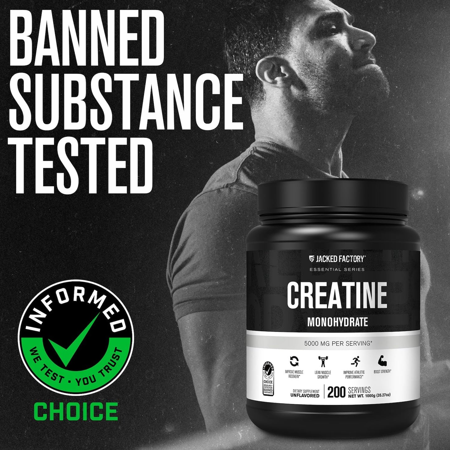 Jacked Factory Creatine Monohydrate Powder 200 Servings