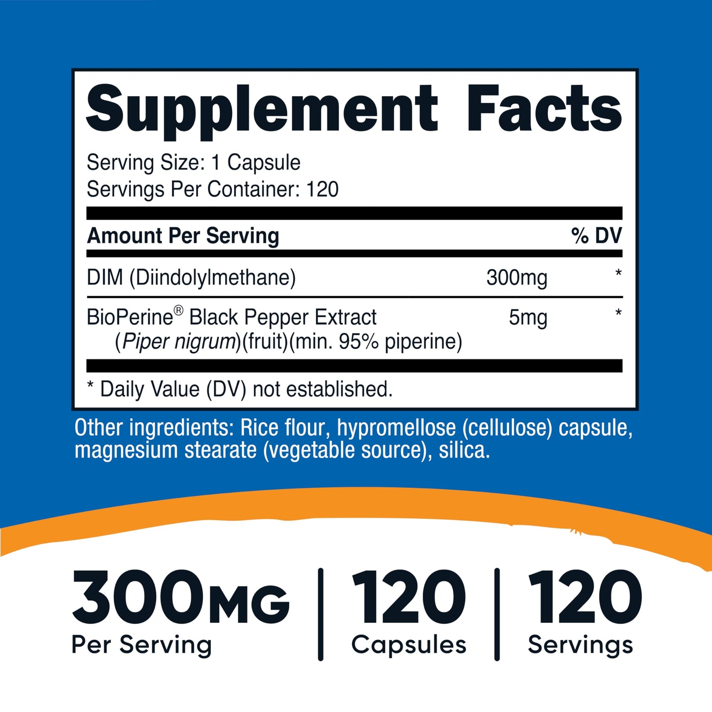 Nutricost DIM (Diindolylmethane) Plus BioPerine 300mg Capsules, 120 Count