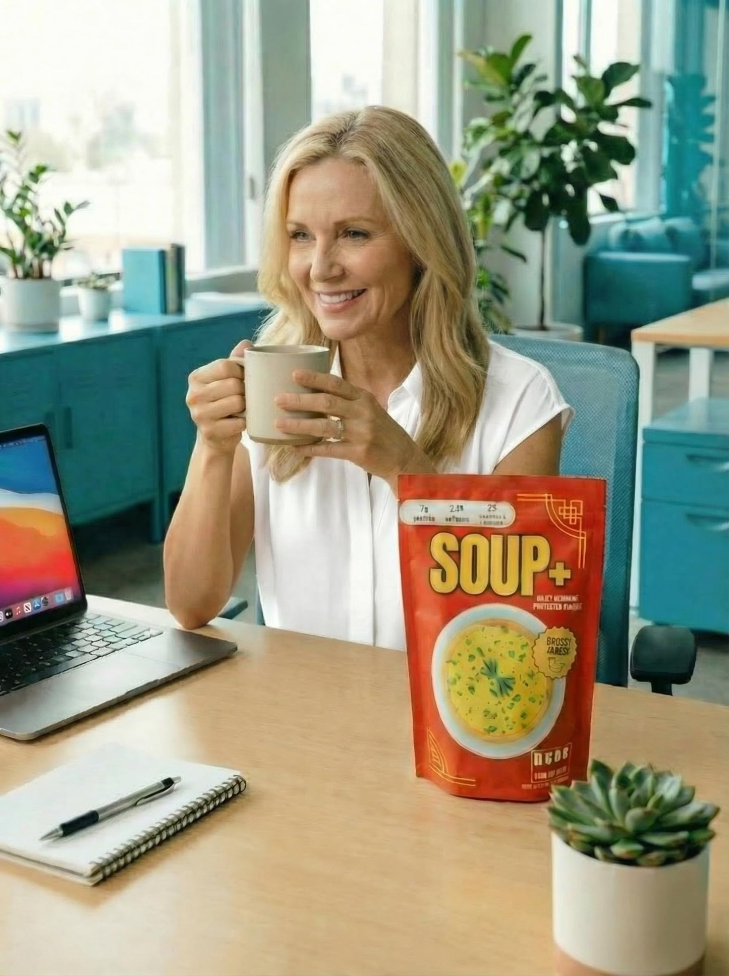 SOUP+ High Protein Savory Chicken Soup Meal Supplement Protein Powder, 37.5 oz
