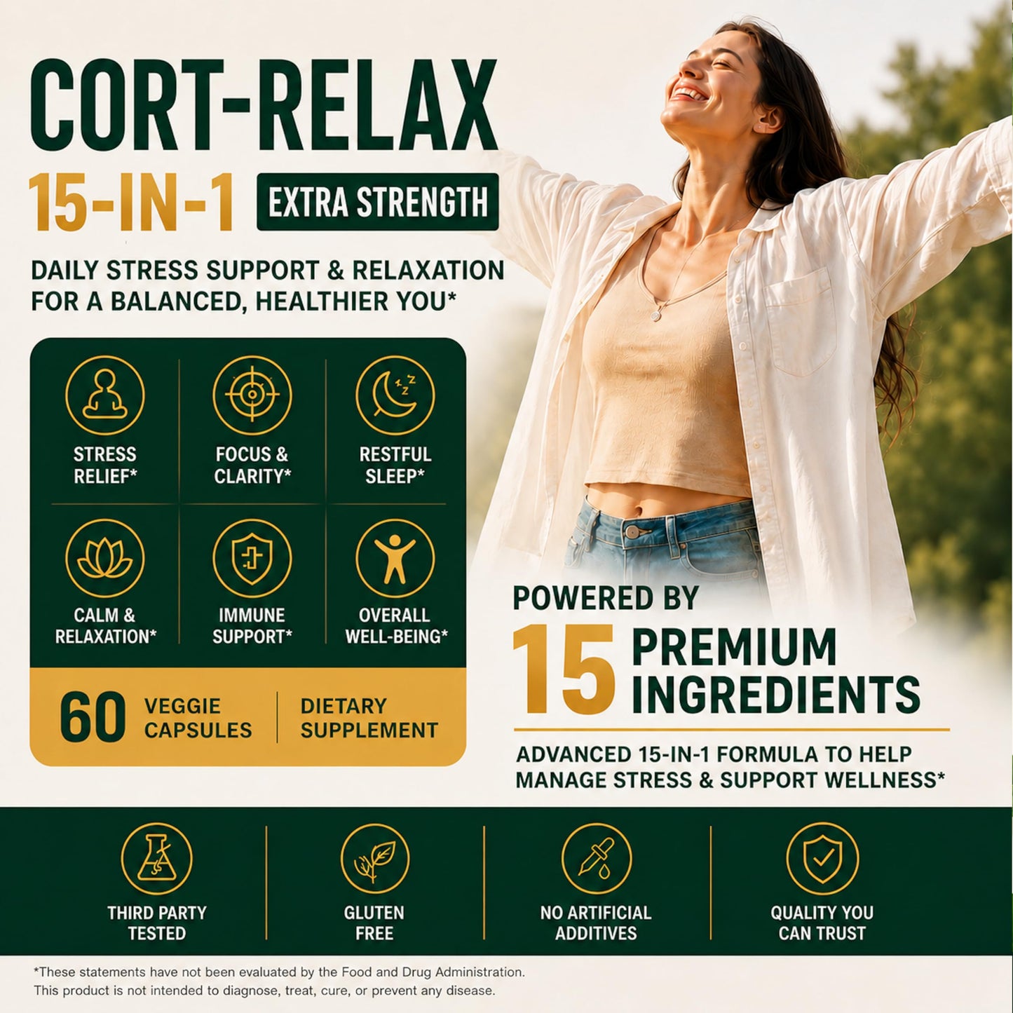 DLNIA Super Calm Cortisol Supplements for Women & Men Capsule 1 Count