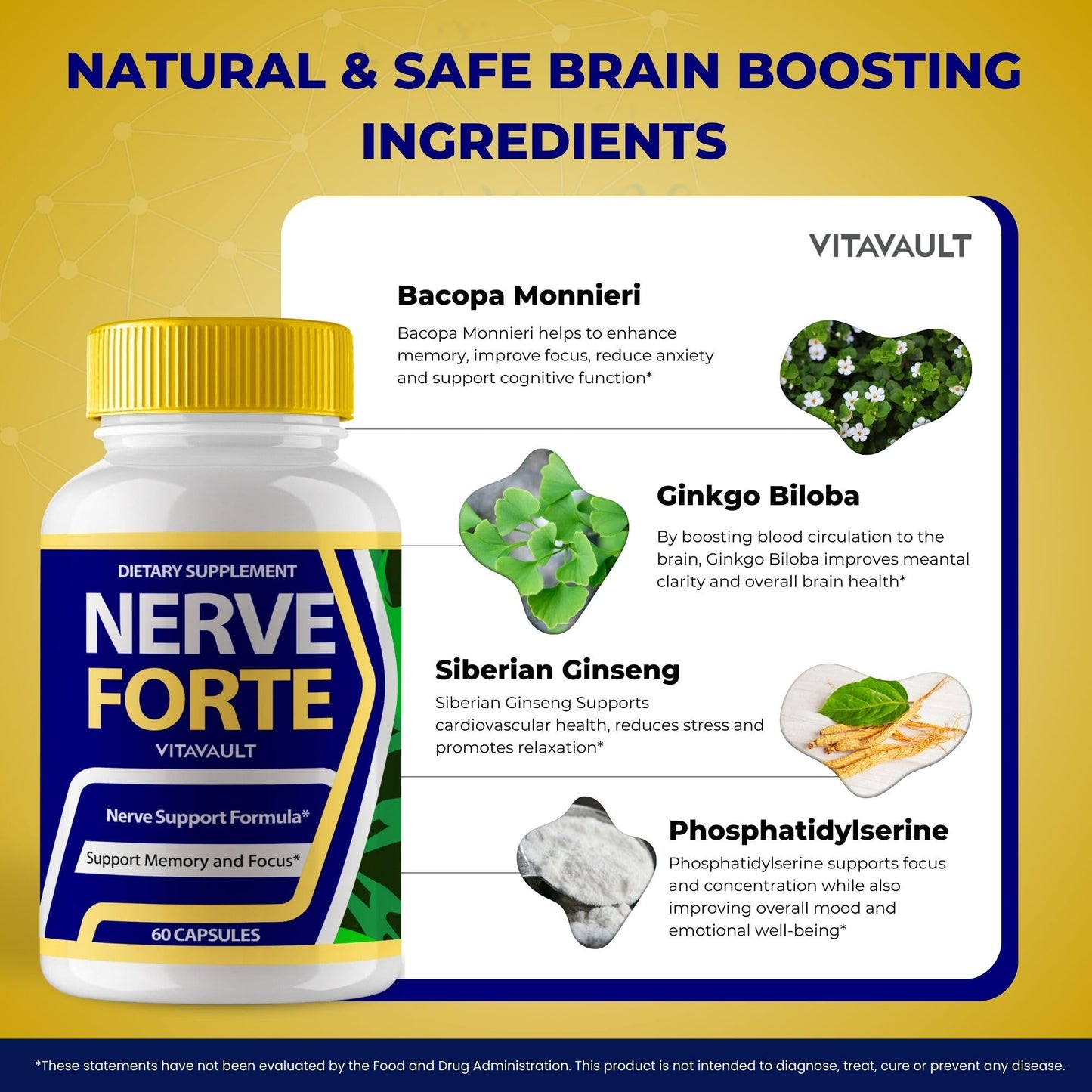 Vitavault Nerve Forte Brain Health Support, 60 Capsules