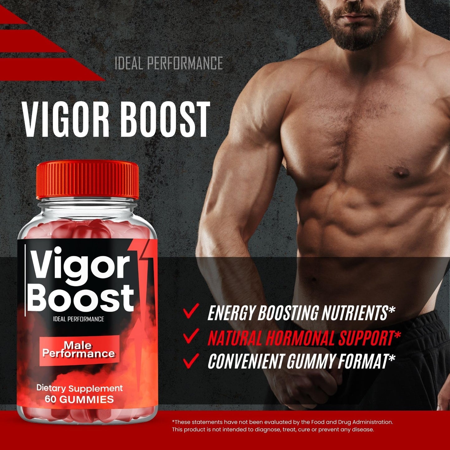 IDEAL PERFORMANCE Vigor Boost Gummies, 60 Count