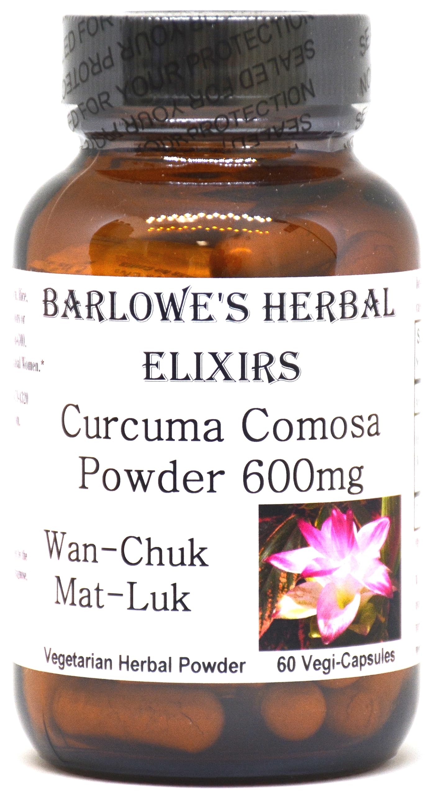 Barlow's Herbal Elixirs Curcuma Comosa Powder 600mg Per Capsule, 60 Capsules