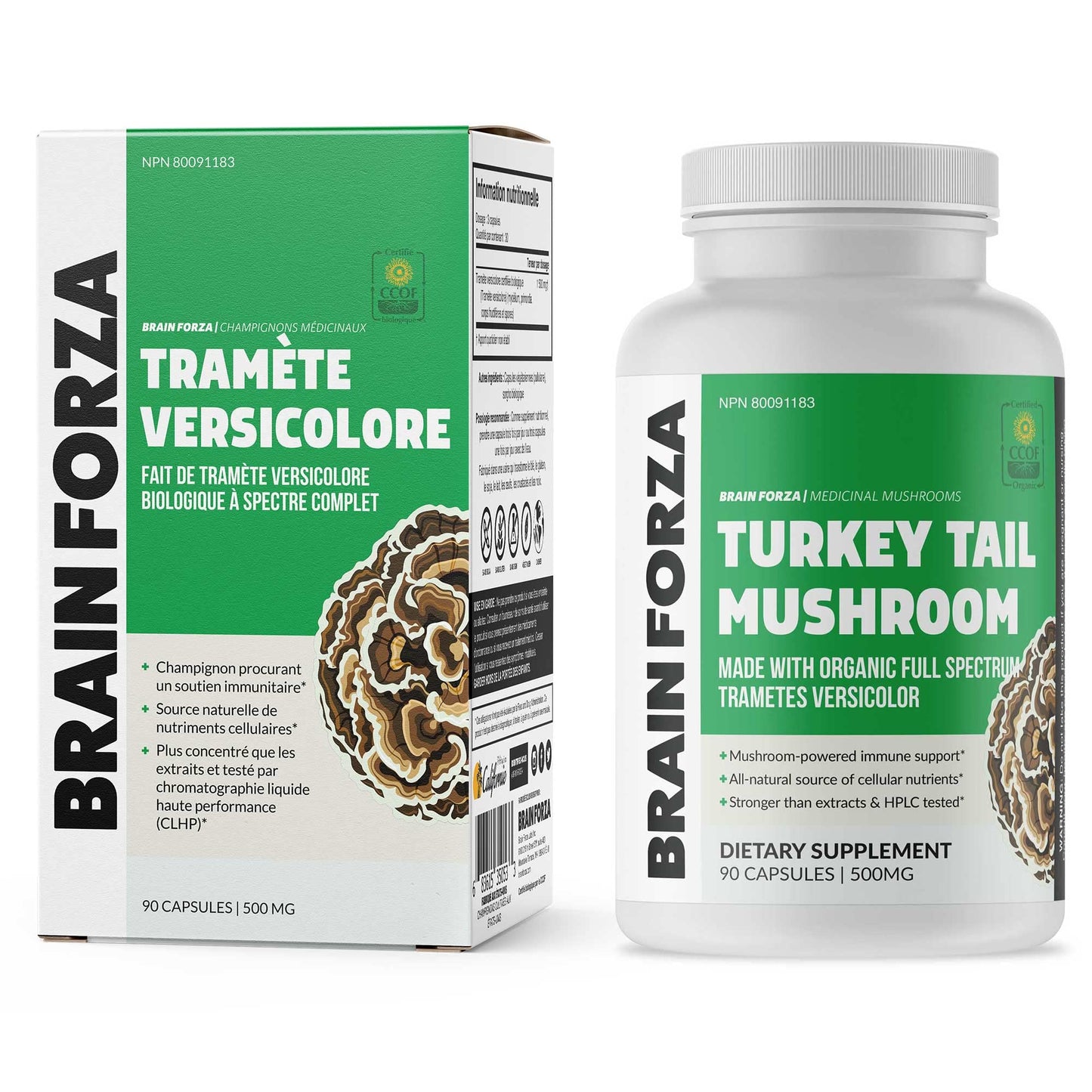 Brain Forza Organic Turkey Tail Mushroom Capsules, 90 Capsules