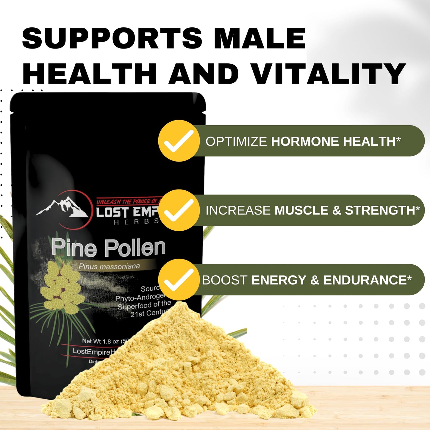 Lost Empire Herbs Pine Pollen Powder 1.8 Ounce