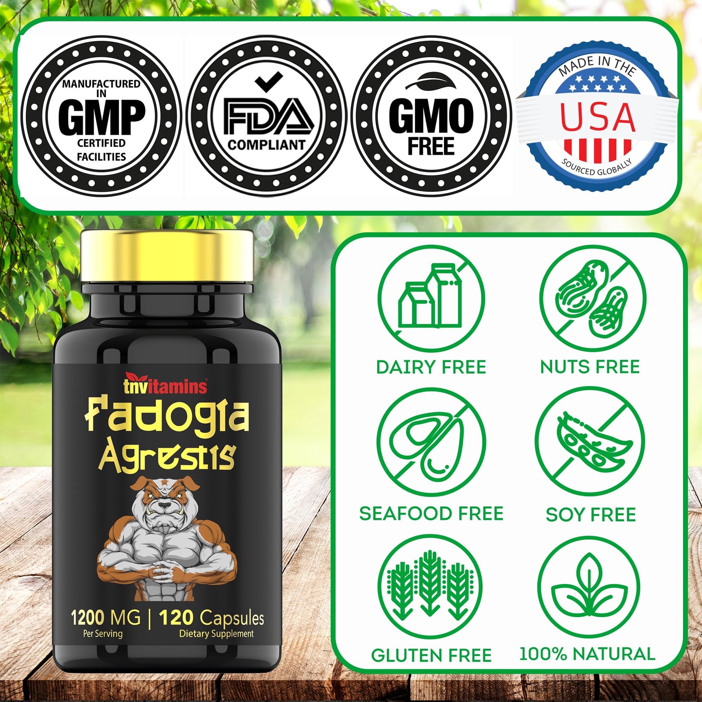 tnvitamins Fadogia Agrestis 1200mg Capsules, 120 Count
