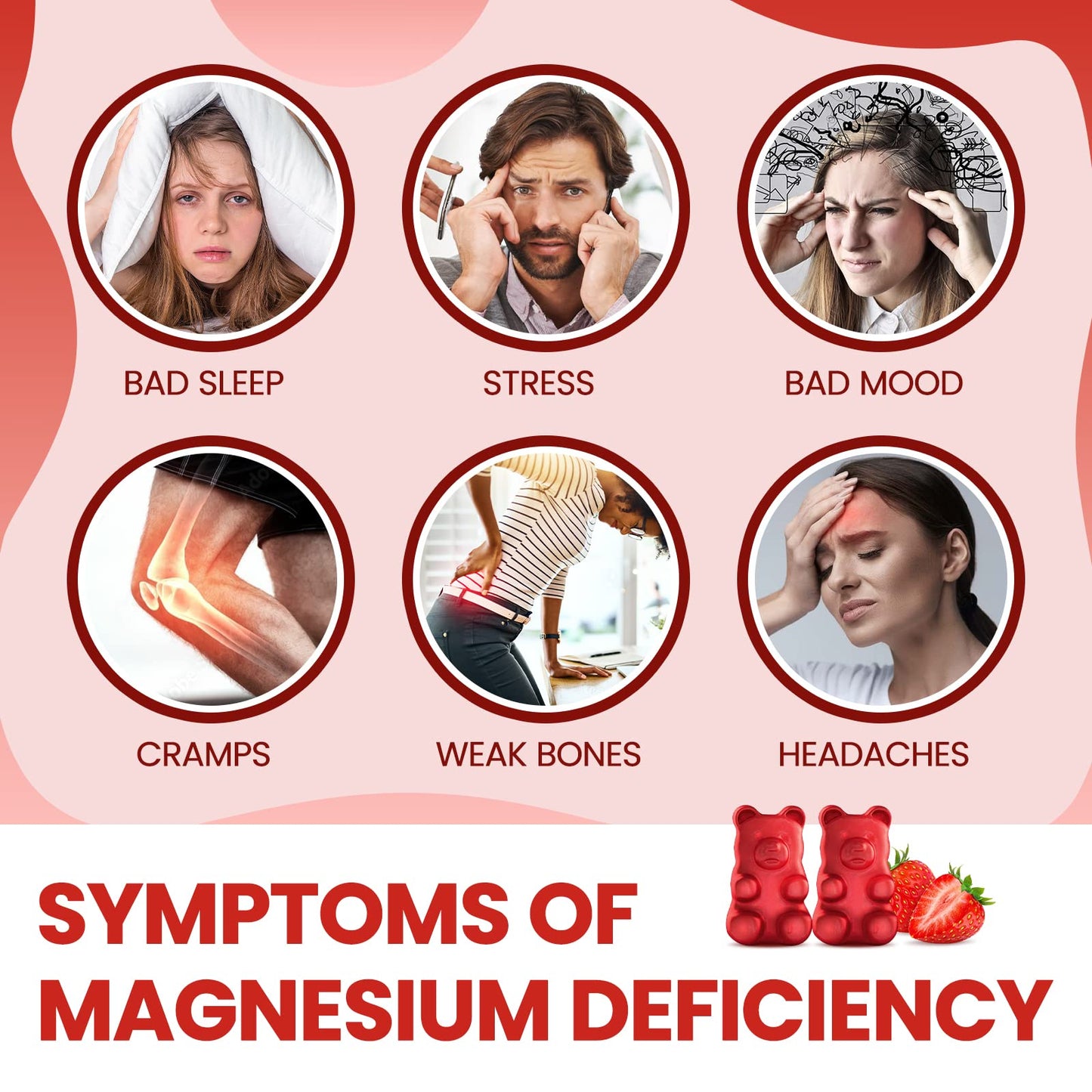 dilib Magnesium Glycinate Gummies 500mg with Vitamin B6, Strawberry Flavor, 120 Gummies