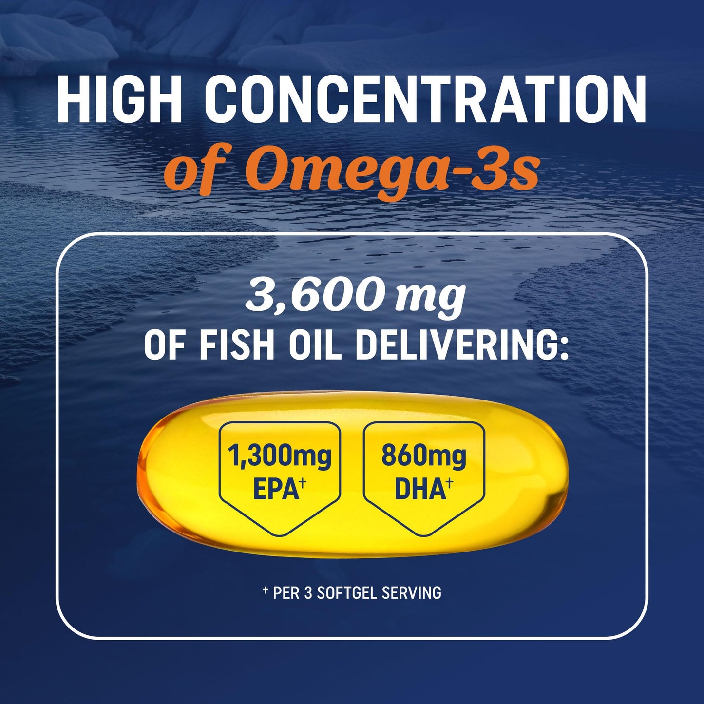 MAV NUTRITION Triple Strength Omega 3 Fish Oil 3600 mg, EPA & DHA Softgels, 180 Count