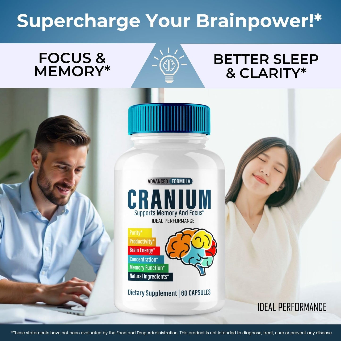 IDEAL PERFORMANCE Cranium Brain & Memory Supplement Capsule 60 Count