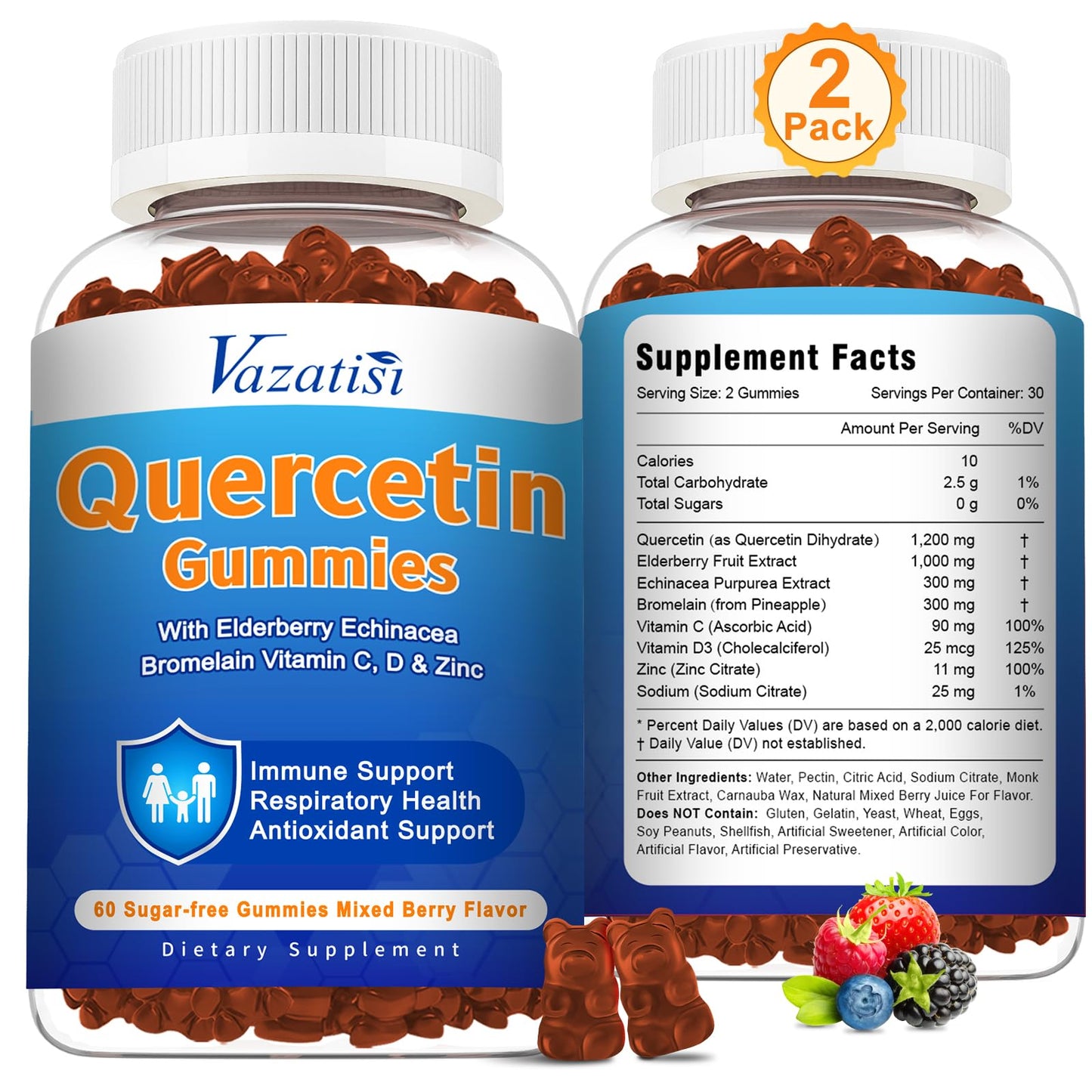 Vazatisi Quercetin with Bromelain Gummies, 120 Gummies