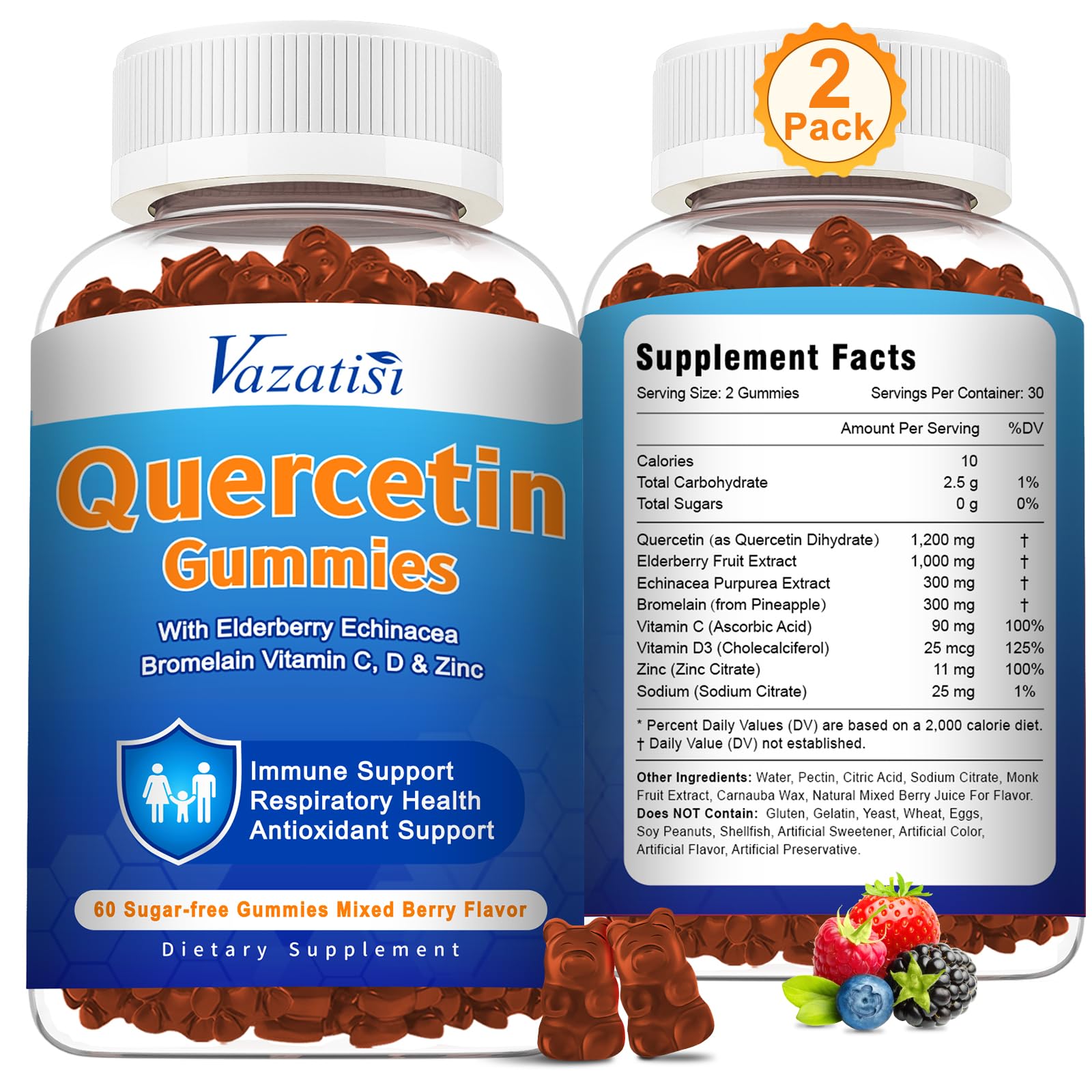 Vazatisi Quercetin with Bromelain Gummies, 120 Gummies