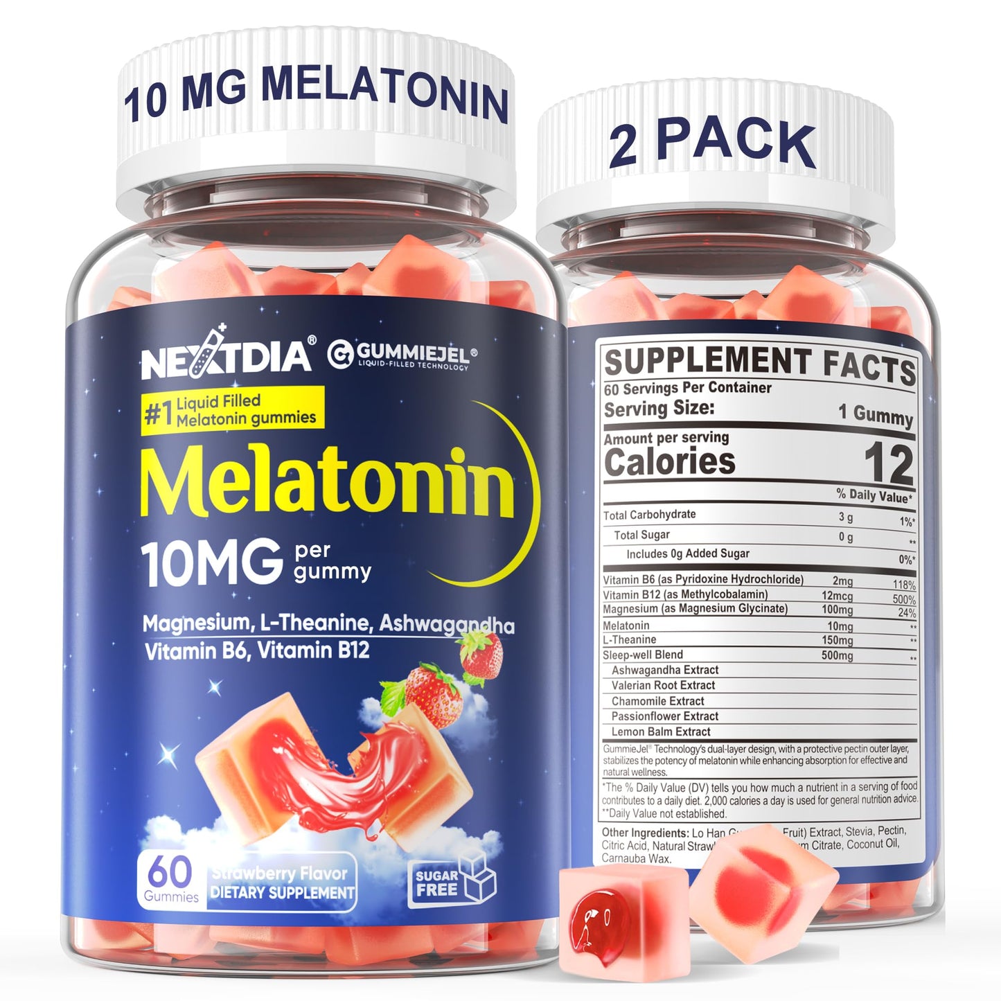 Nextdia Sugar Free Melatonin Gummies 60 Gummies