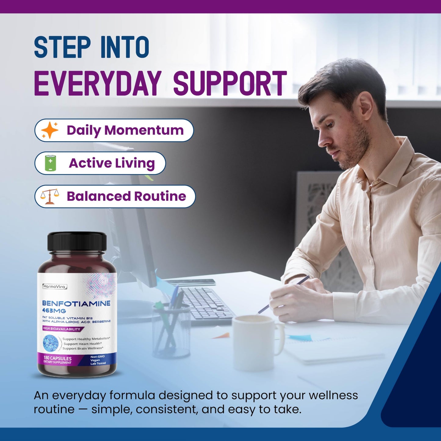 HarmoVira Benfotiamine with Alpha-Lipoic Acid & Berberine Capsules 180