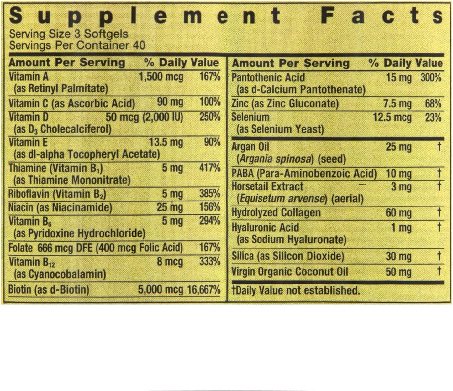BASKETGOODS Hair, Skin, & Nails Collagen Support Softgels, 5000 mcg Biotin, 120 Count