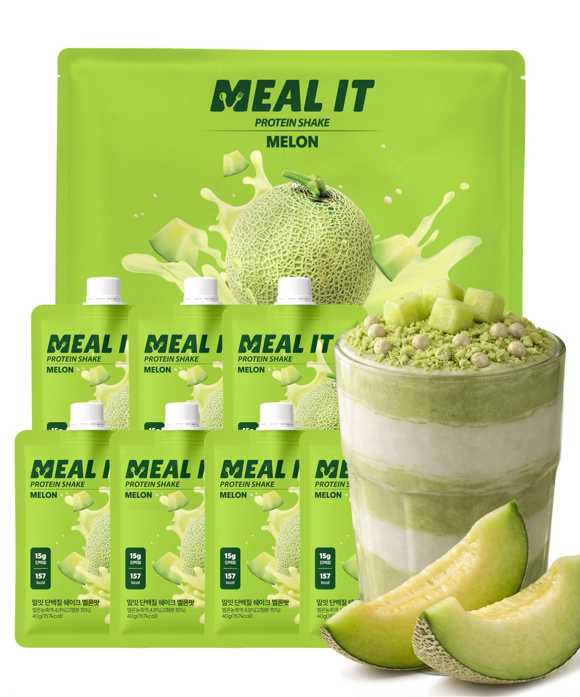 MEAL IT Melon Protein Shake with Cookie Crunch & Oat Crunch Balls Powder 9.88 Ounces