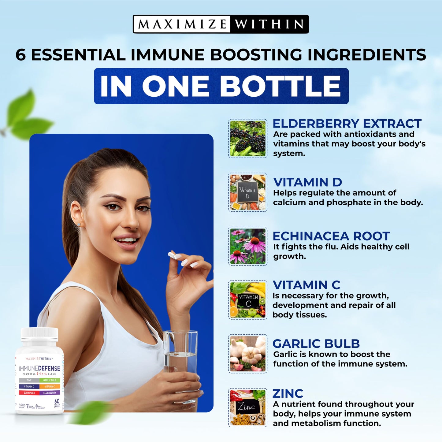 Maximum Slim Powerful 6-in-1 Immune Support Capsules, 60 Count