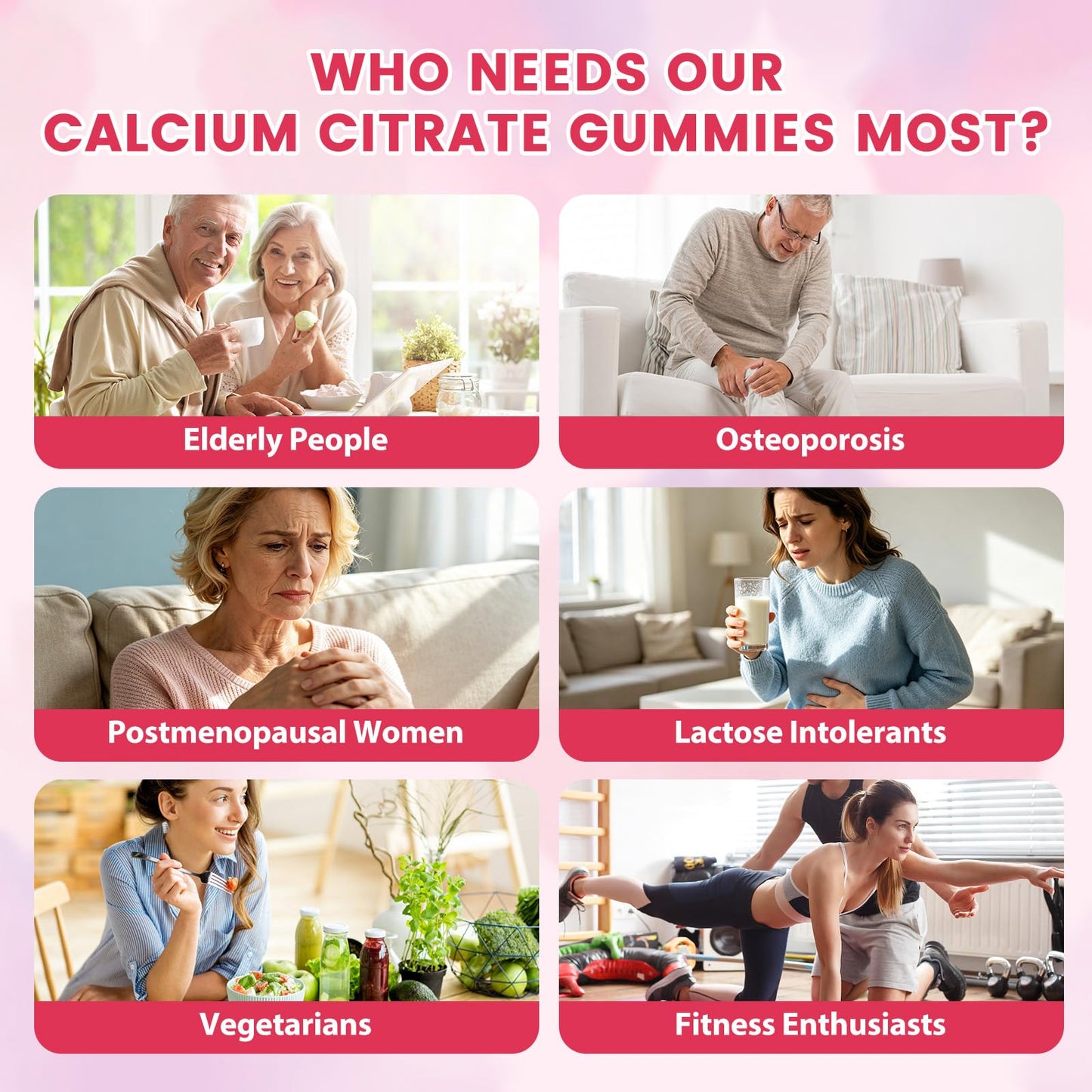 GAOLISHEN Calcium Citrate 1200 mg Gummies with Vitamin D3, K2, Magnesium, Zinc for Bone, Muscle & Immune Support, Sugar Free, 60 Gummies