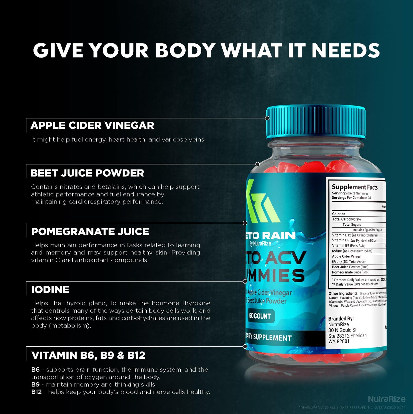 NutraRize Keto Rain ACV Gummies 180 Count