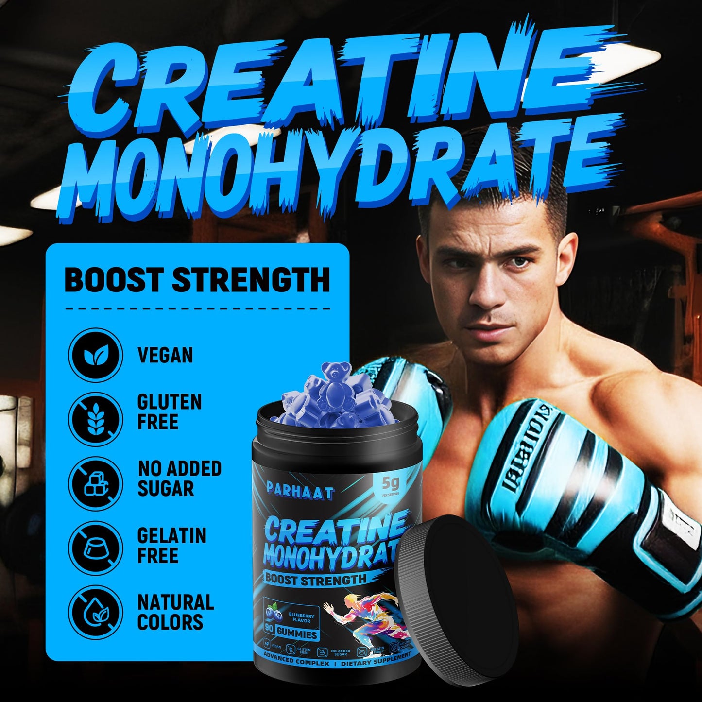 Parhaat Creatine Monohydrate Gummies 90 Count