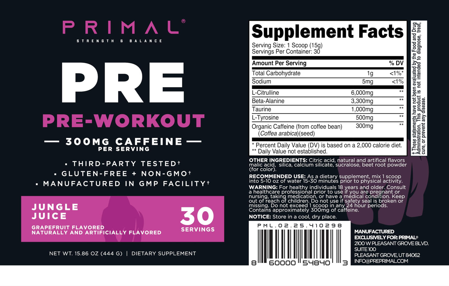 Primal Pre-Workout Powder 15.86 Ounce