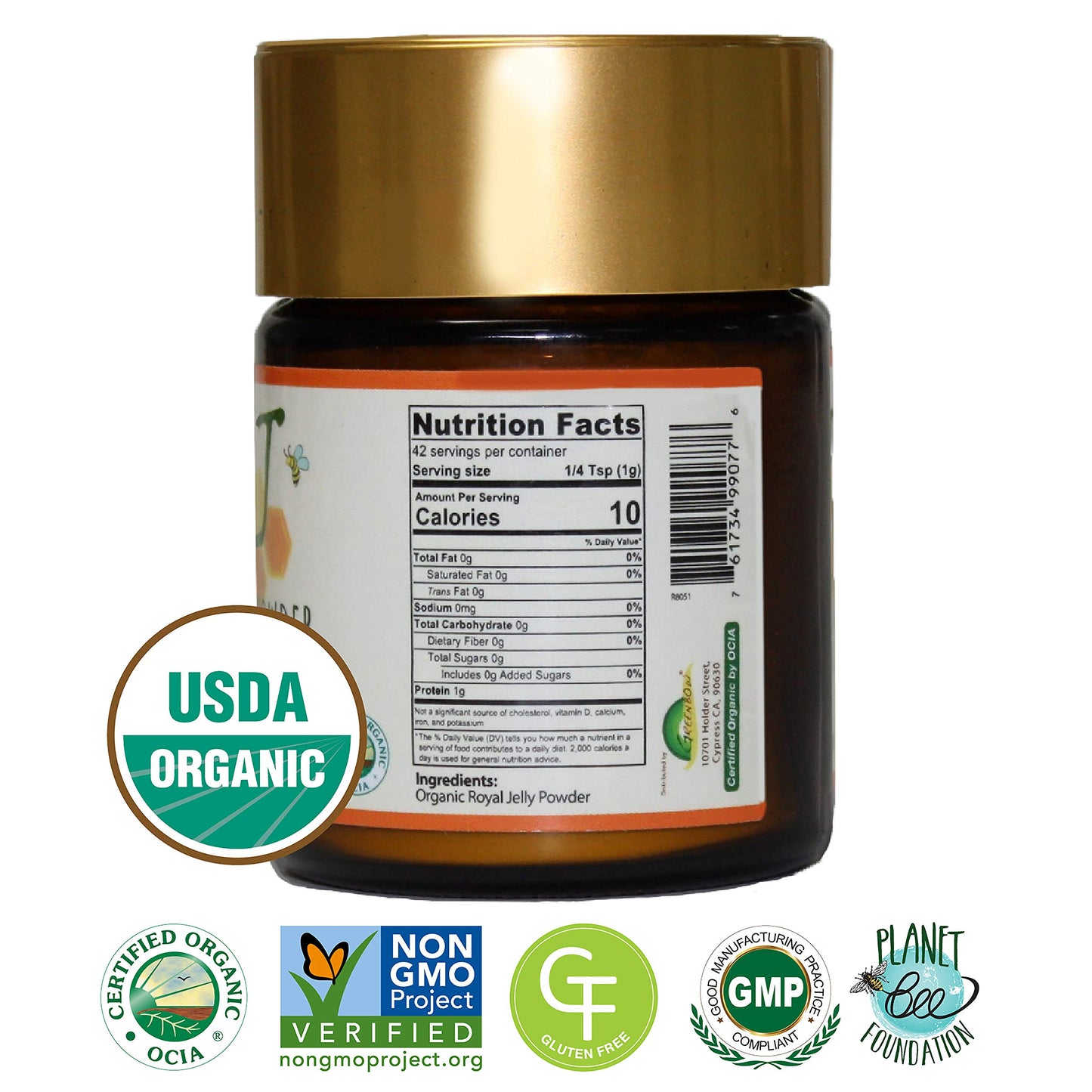 Greenbow Organic Royal Jelly Powder 3X Concentrated 1.5 Ounce