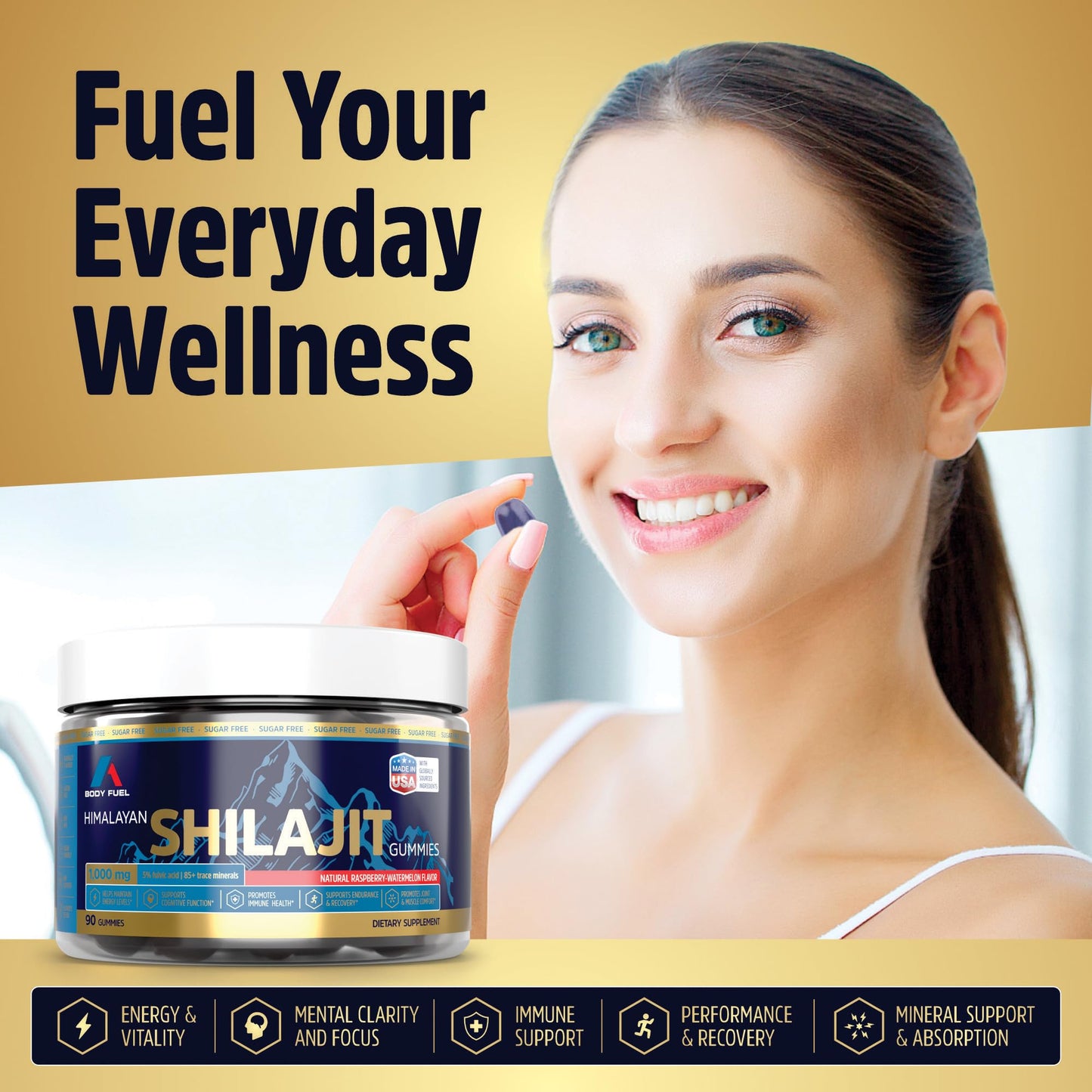 A1 Body Fuel Gold Resin Extract with Fulvic Acid Gummies, 90 Count