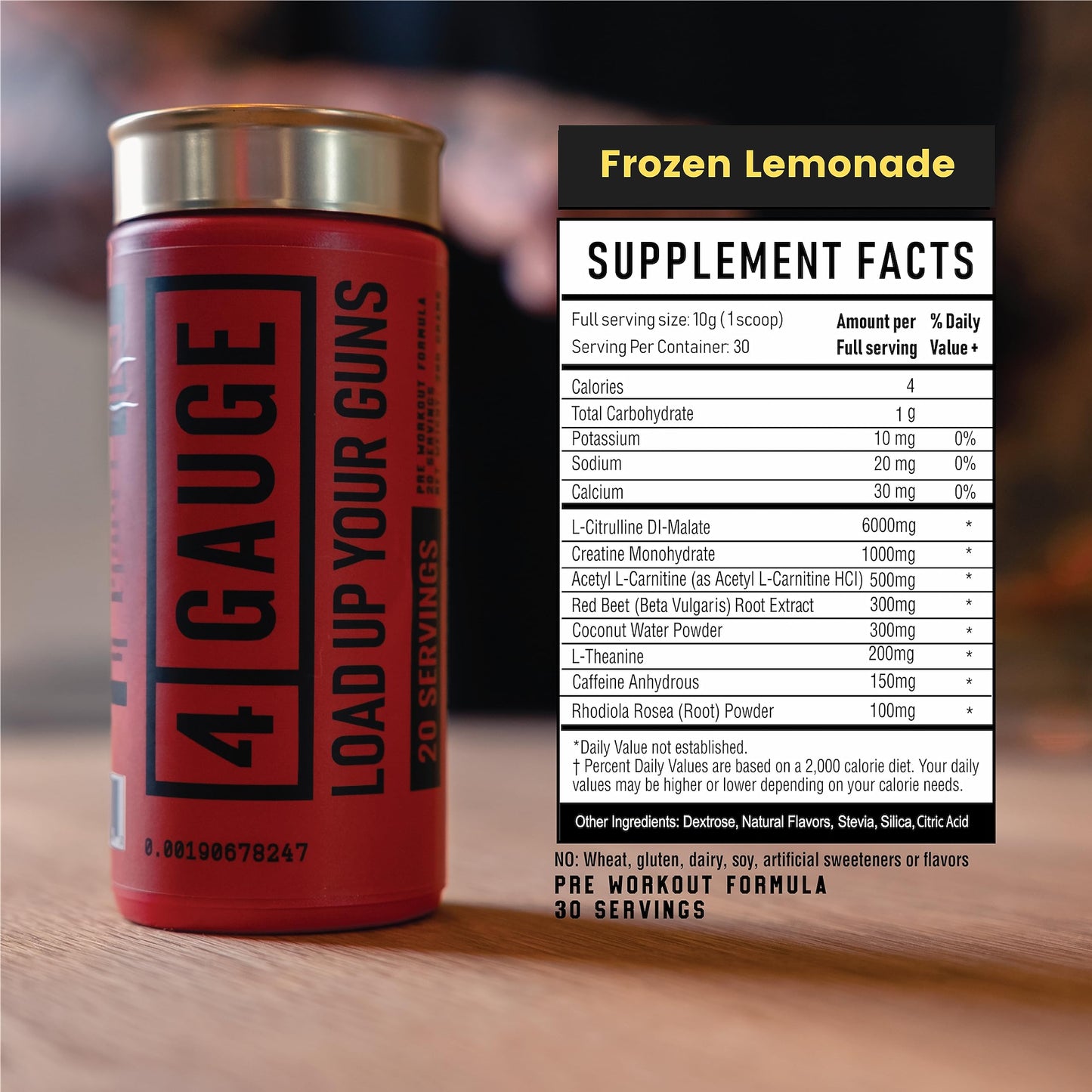 4 Gauge Fitness Natural Preworkout Without The Jitters Powder, 10 Servings