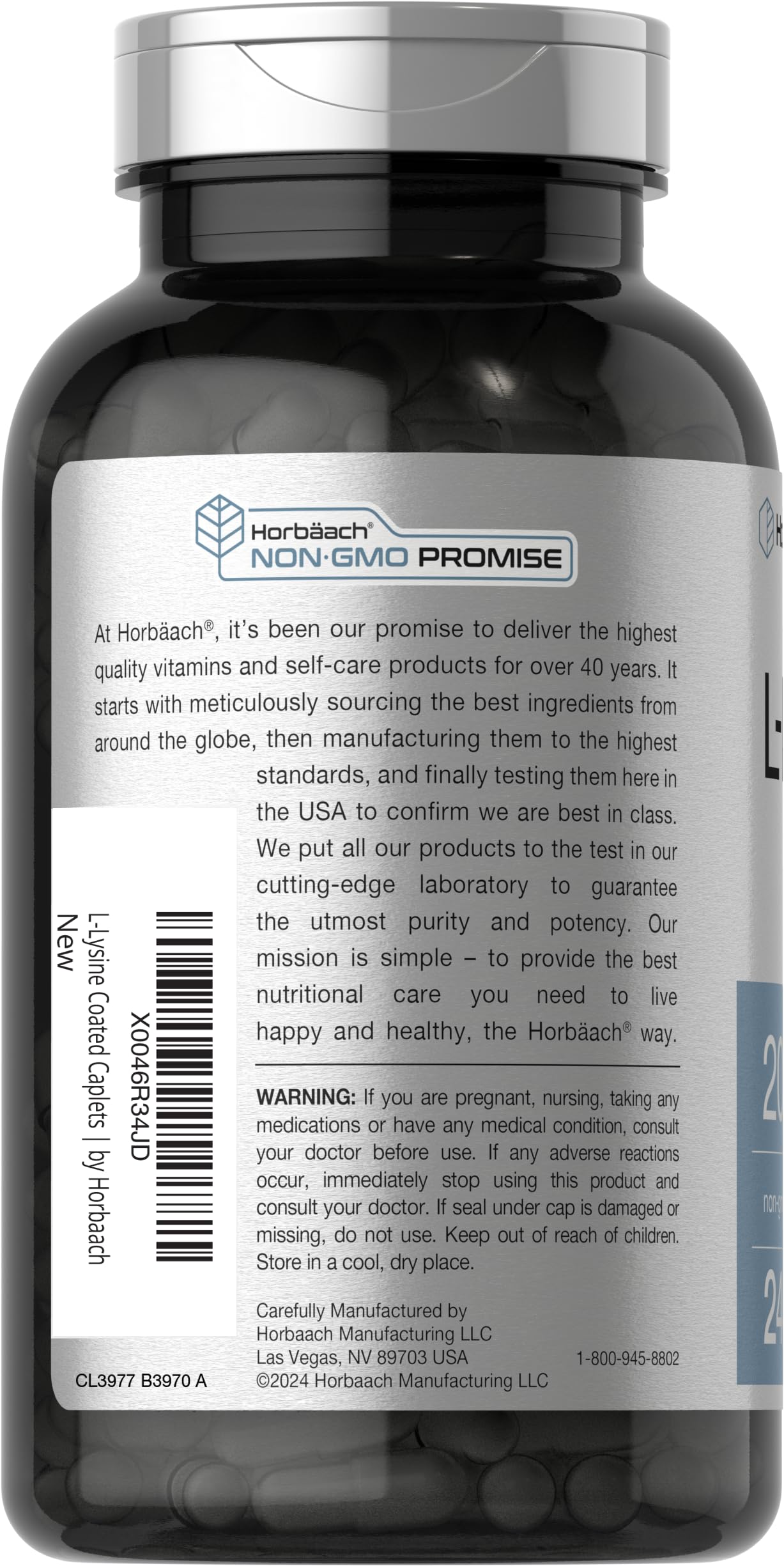 Horbäach L-Lysine Supplement 2000mg Caplets, 240 Count