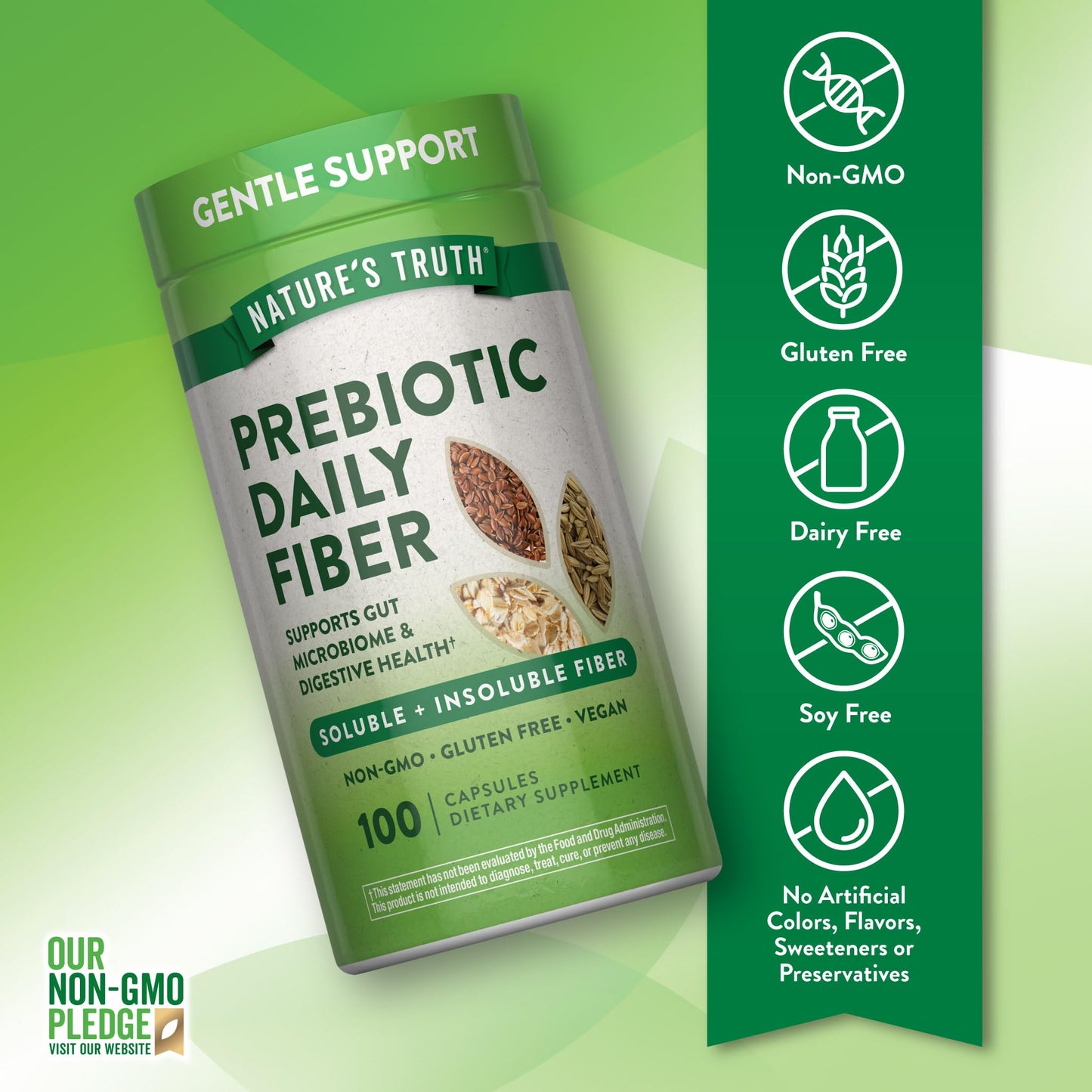 Nature's Truth Prebiotic Fiber Supplement Capsules, 100 Count