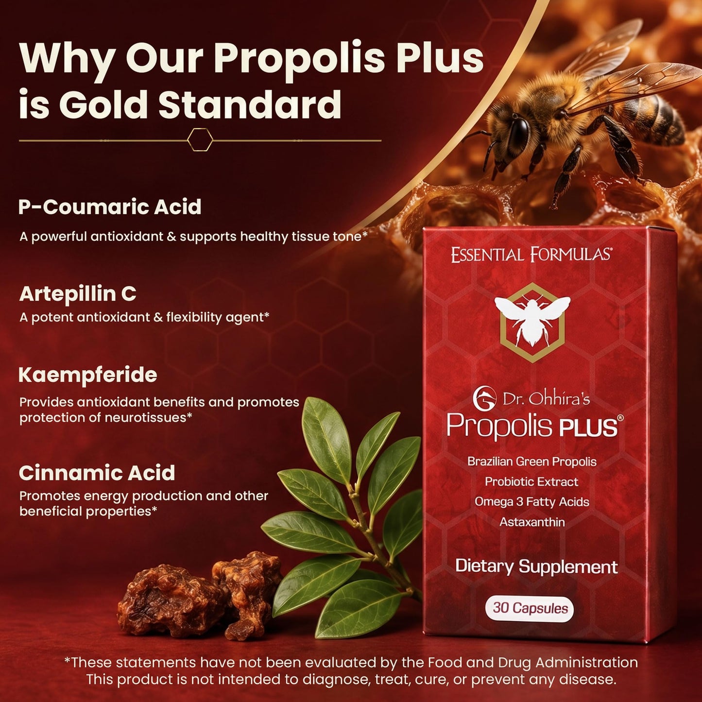 Essential Formulas Dr Ohhira's Propolis Plus Bee Propolis Capsule 30 Count