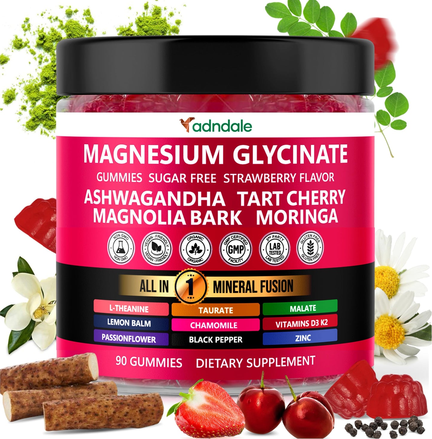 Adndale Magnesium Glycinate 400 mg Gummies, 90 Count