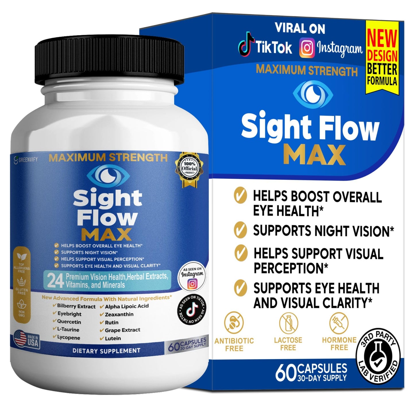 GREENVIFY Sight Flow Max Eye Health Supplement, 60 Capsules