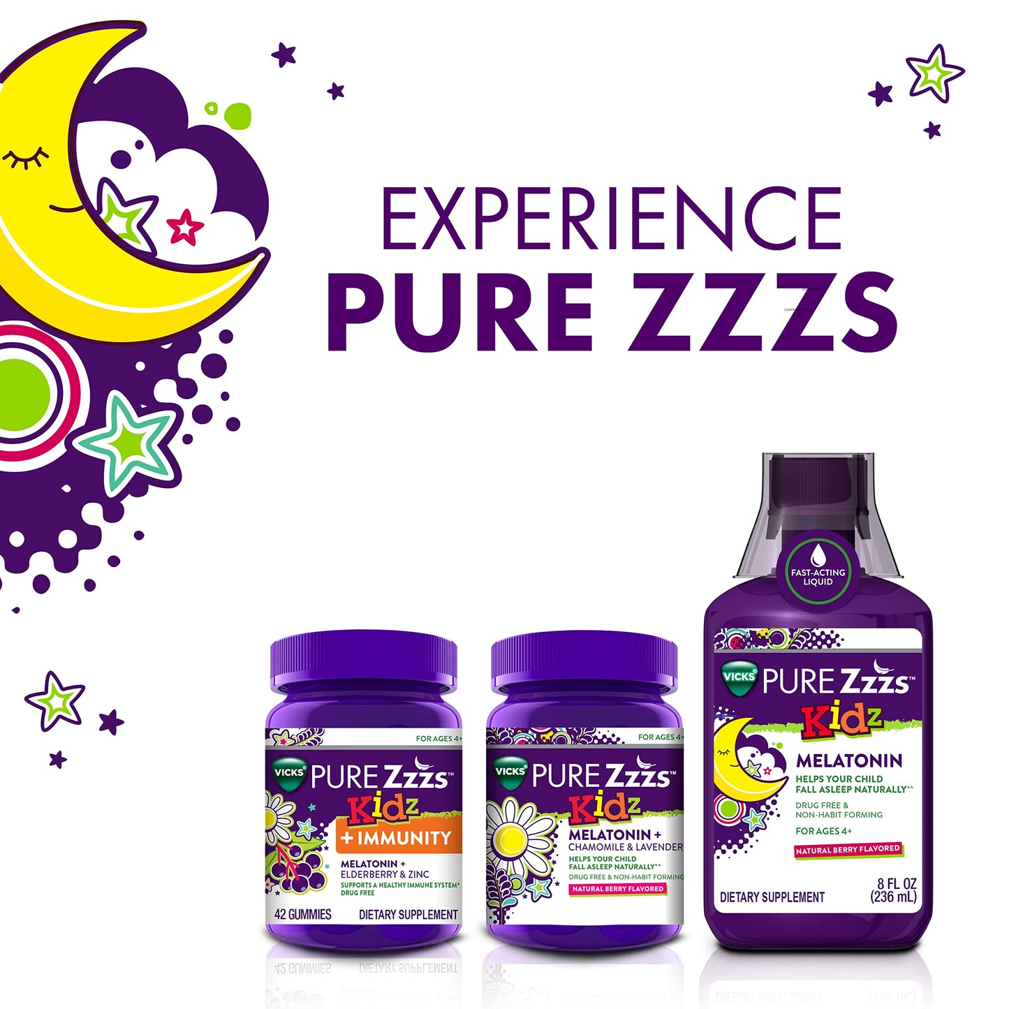 ZzzQuil Kidz Melatonin Gummies, 1 mg, Berry Flavor, Immunity Support, 60 Gummies