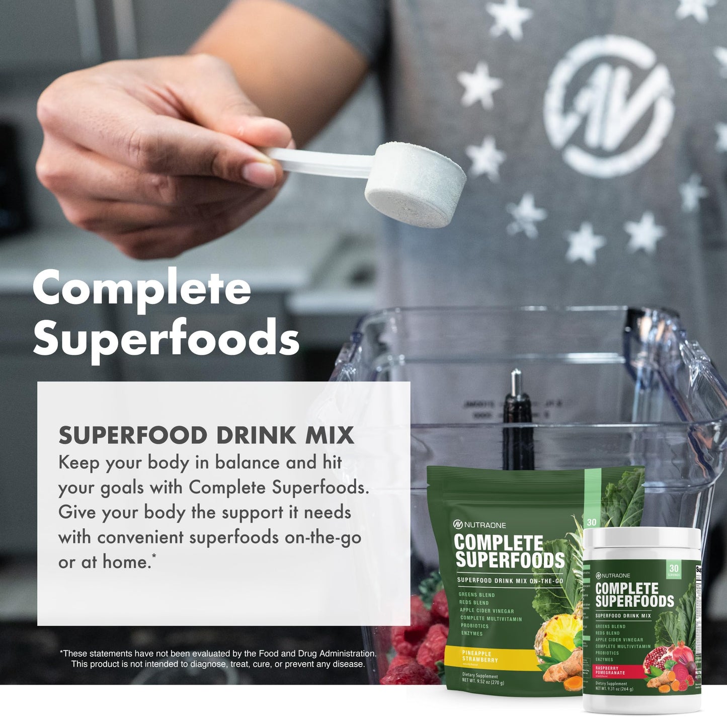 NutraOne Complete Superfoods, Greens & Reds Blend, Apple Cider Vinegar, Digestive Enzyme Blend, Probiotic Blend, Multivitamin Powder 9.31 oz