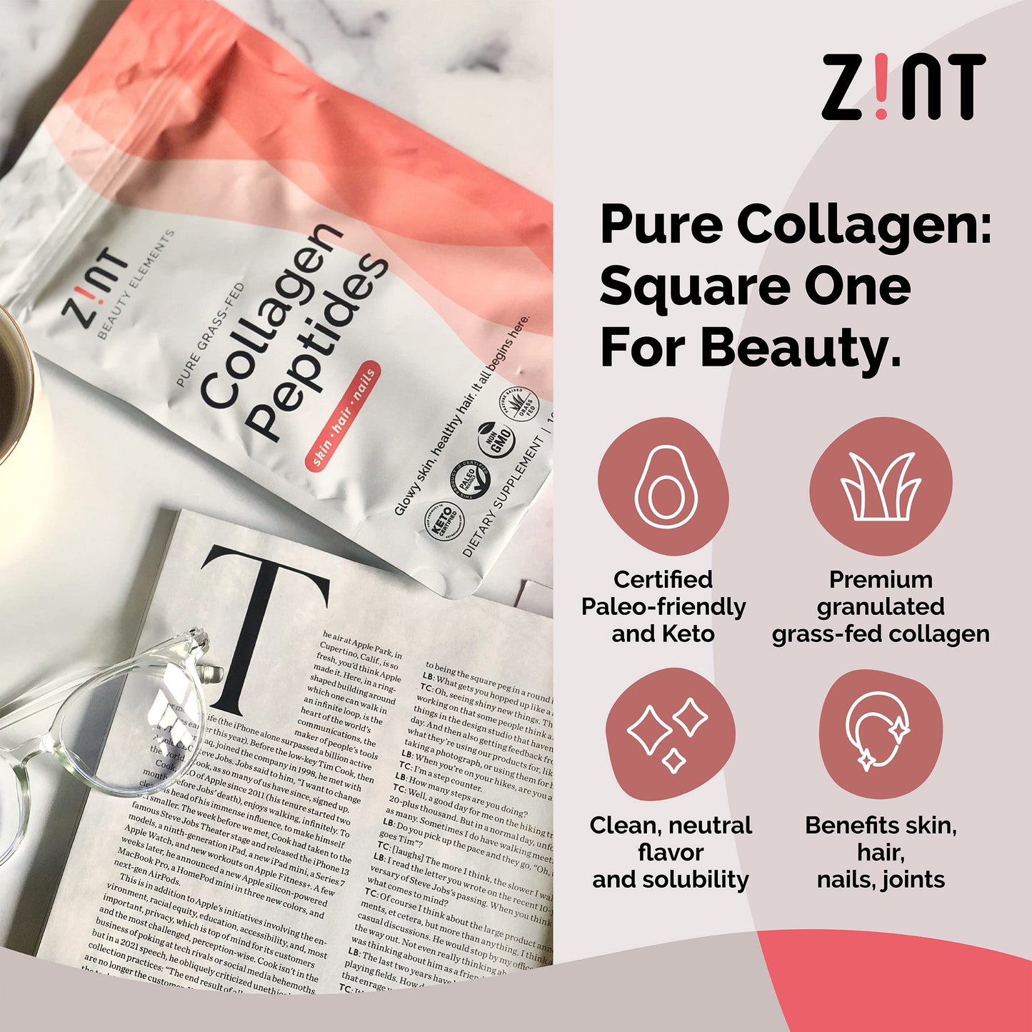 Zint Collagen Peptides Powder 16 oz