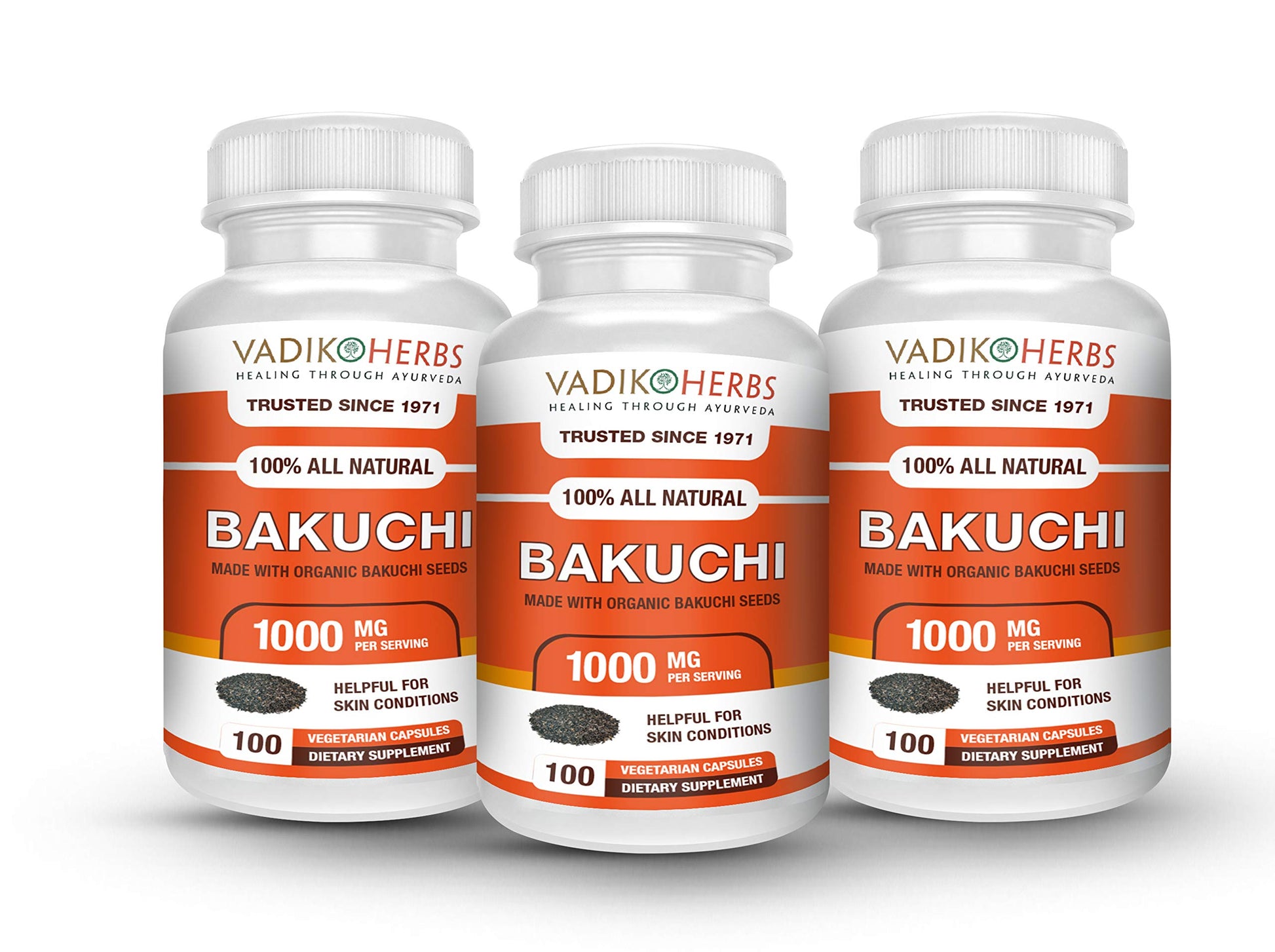 Vadik Herbs Bakuchi (Psoralea corylifolia) Capsules, 300 Capsules