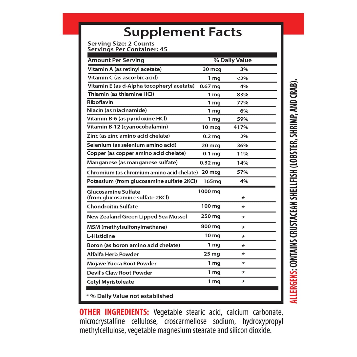 SKIN CARE SOLUTIONS Joint Support Supplement 180 Capsules